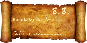 Beretzky Balázs névjegykártya